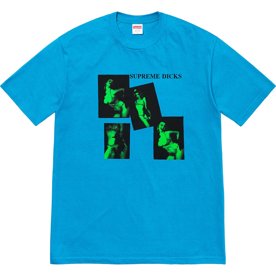 Details on Supreme Dicks Tee Bright Blue from fall winter
                                                    2020 (Price is $38)