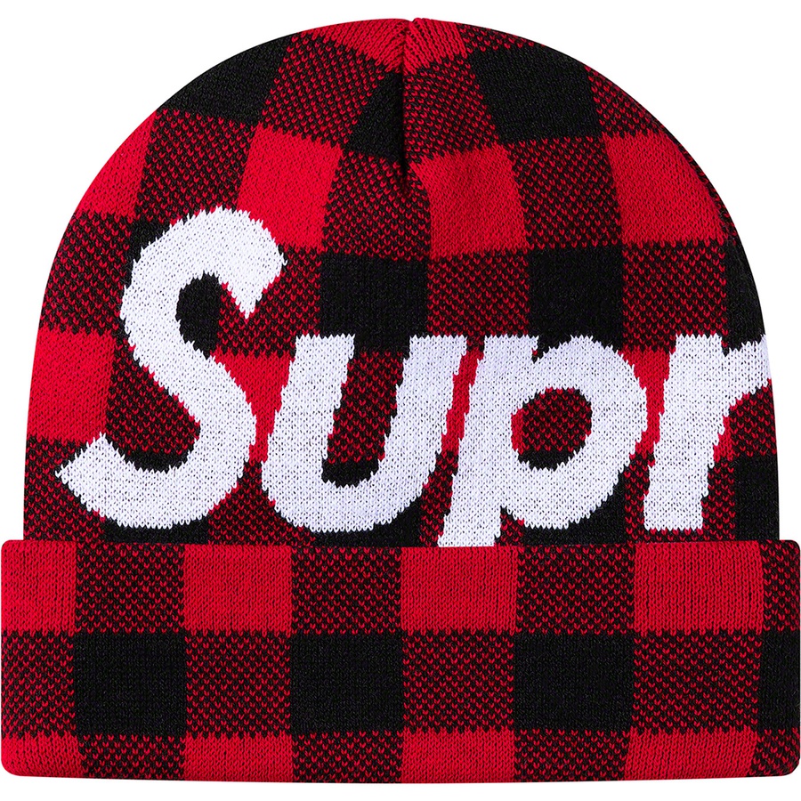 Details on Big Logo Beanie Red Plaid from fall winter
                                                    2020 (Price is $40)