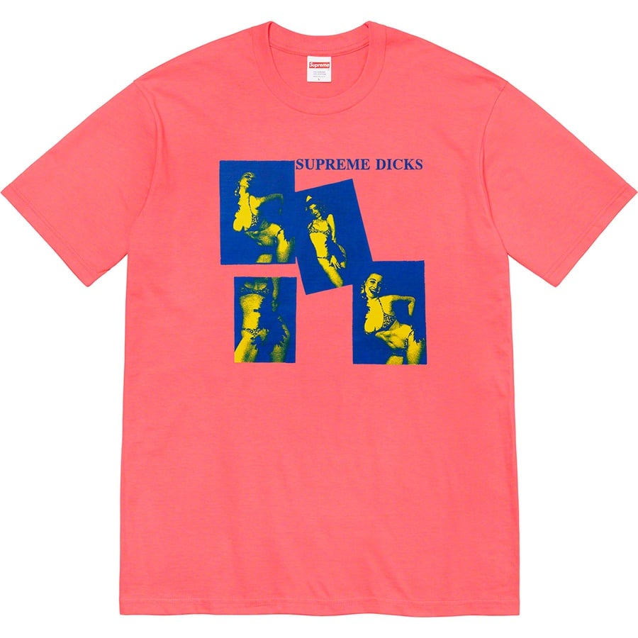 Details on Supreme Dicks Tee Bright Coral from fall winter
                                                    2020 (Price is $38)