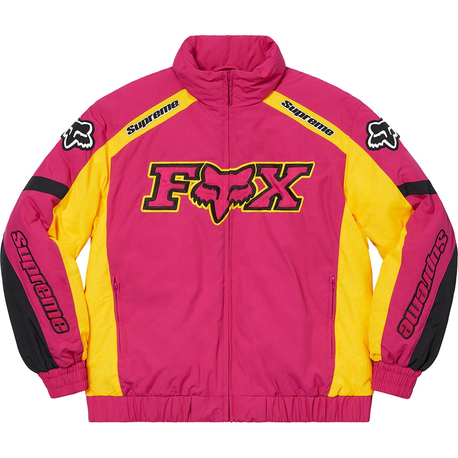 Details on Supreme Fox Racing Puffy Jacket Pink from fall winter
                                                    2020 (Price is $248)