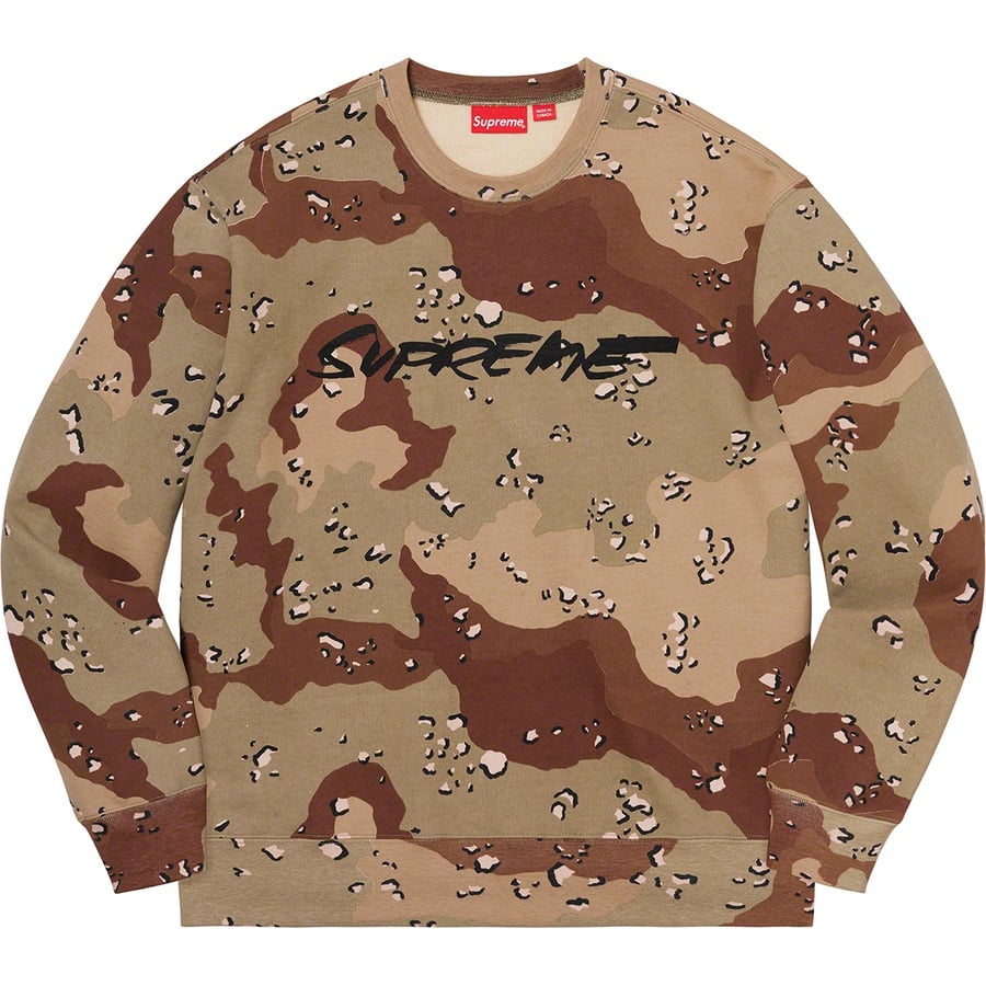 Details on Futura Logo Crewneck Chocolate Chip Camo from fall winter
                                                    2020 (Price is $148)