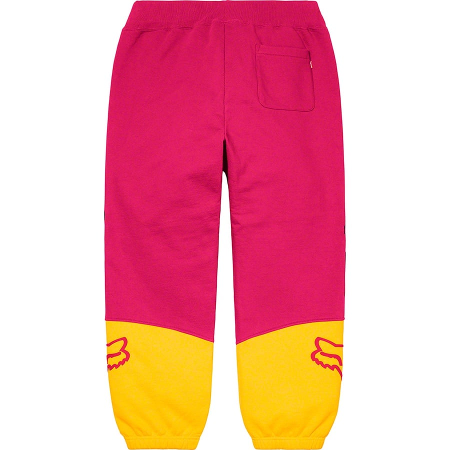 Details on Supreme Fox Racing Sweatpant Pink from fall winter
                                                    2020 (Price is $158)