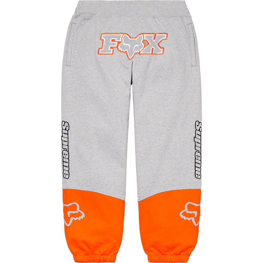 Details on Supreme Fox Racing Sweatpant Grey from fall winter
                                                    2020 (Price is $158)
