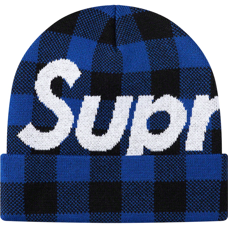 Details on Big Logo Beanie Blue Plaid from fall winter
                                                    2020 (Price is $40)