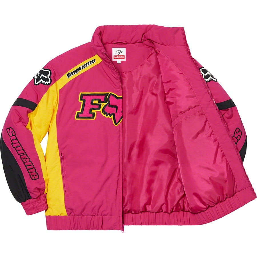 Details on Supreme Fox Racing Puffy Jacket Pink from fall winter
                                                    2020 (Price is $248)