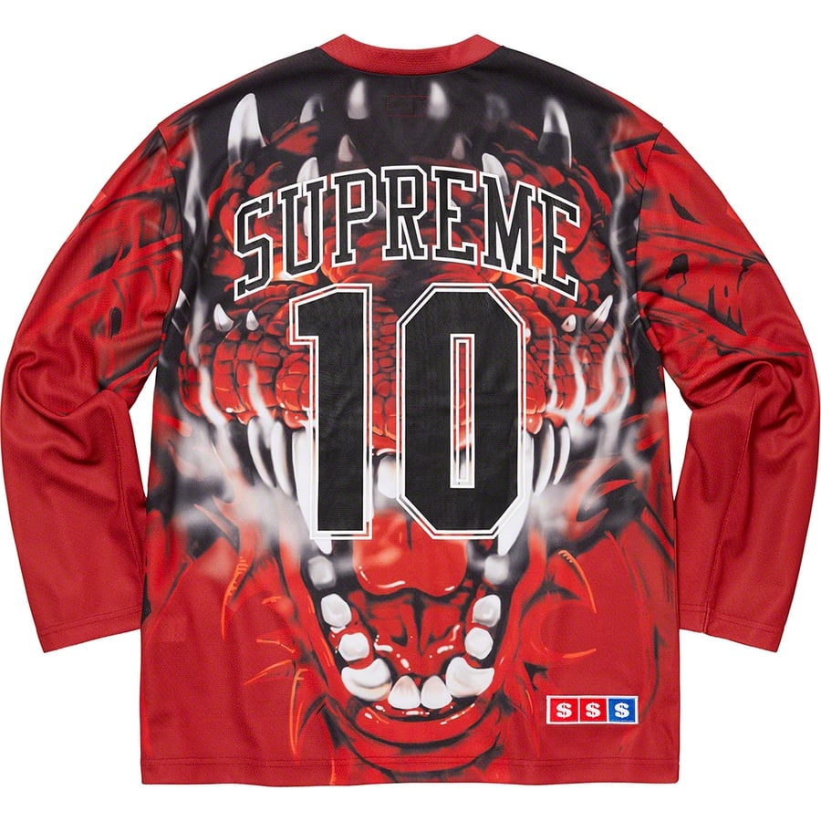 Details on Dragon Hockey Jersey Red from fall winter
                                                    2020 (Price is $138)