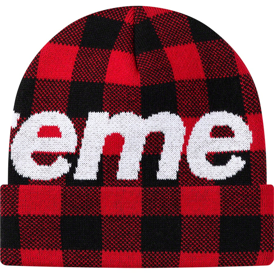 Details on Big Logo Beanie Red Plaid from fall winter
                                                    2020 (Price is $40)