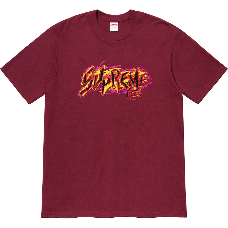 Details on Scratch Tee Burgundy from fall winter
                                                    2020 (Price is $38)
