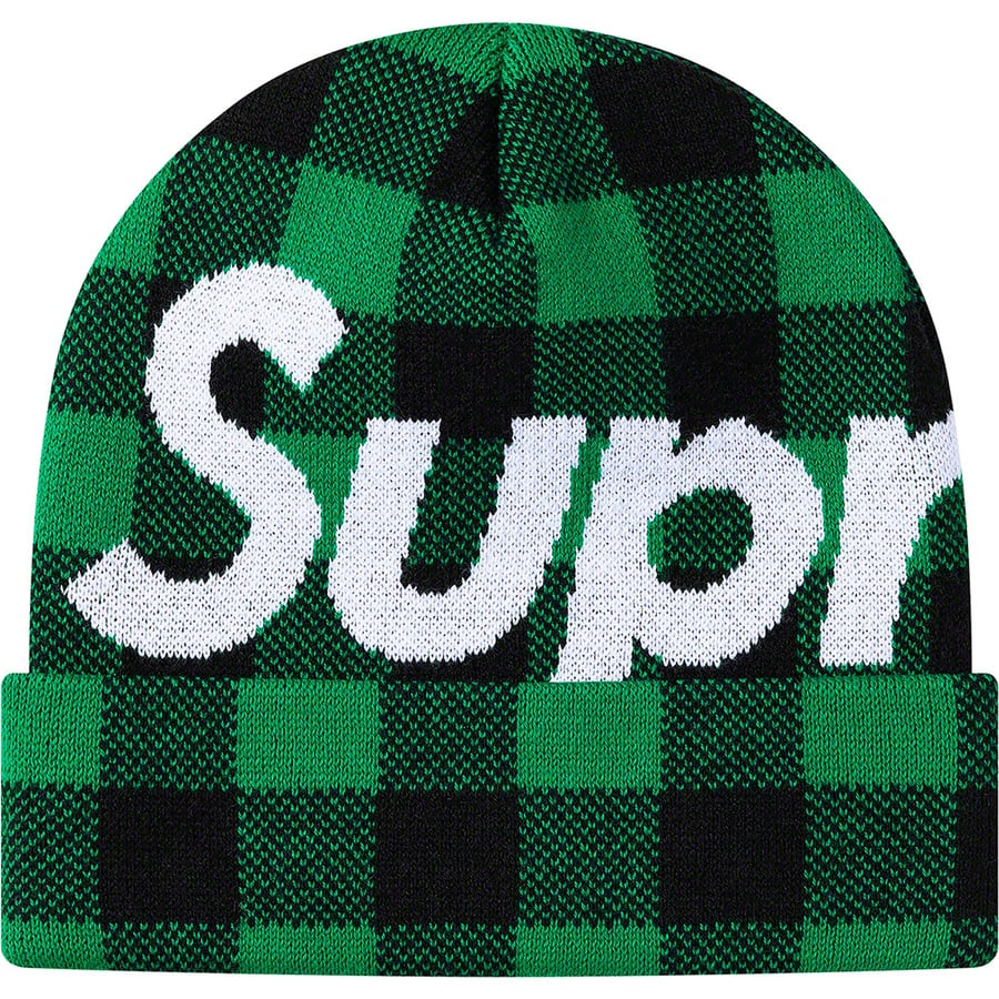 Details on Big Logo Beanie Green Plaid from fall winter 2020 (Price is $40)