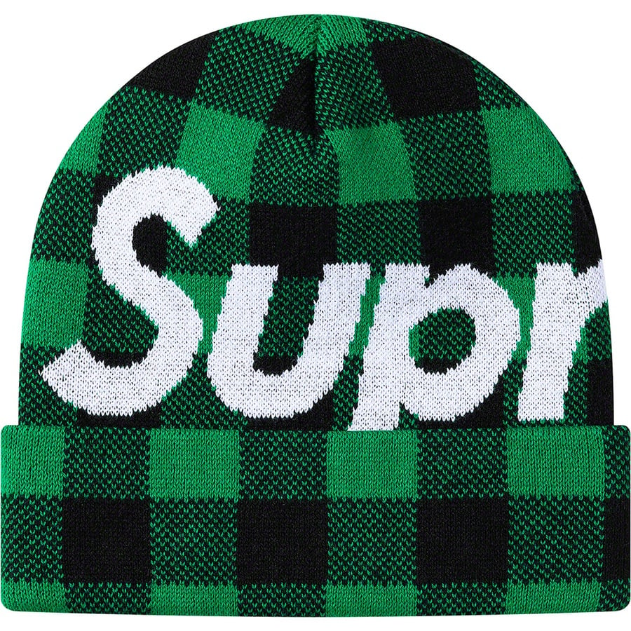 Details on Big Logo Beanie Green Plaid from fall winter
                                                    2020 (Price is $40)