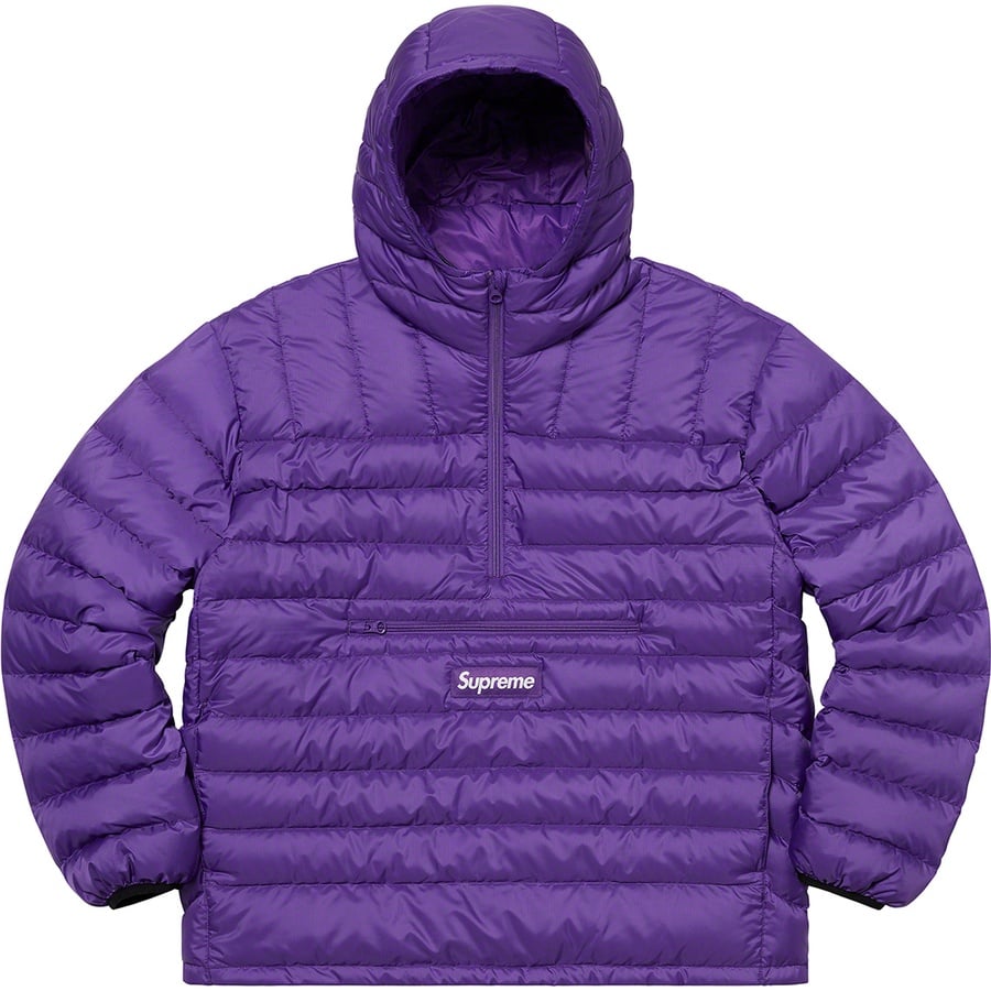 Details on Micro Down Half Zip Hooded Pullover Purple from fall winter
                                                    2020 (Price is $238)