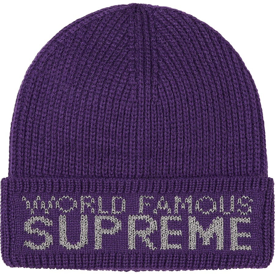 Details on World Famous Beanie Dark Purple from fall winter
                                                    2020 (Price is $36)