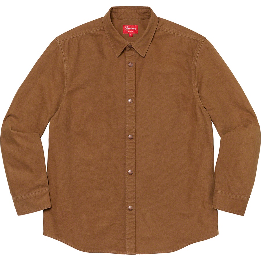 Details on Logo Taping Work Shirt Brown from fall winter 2020 (Price is $138)