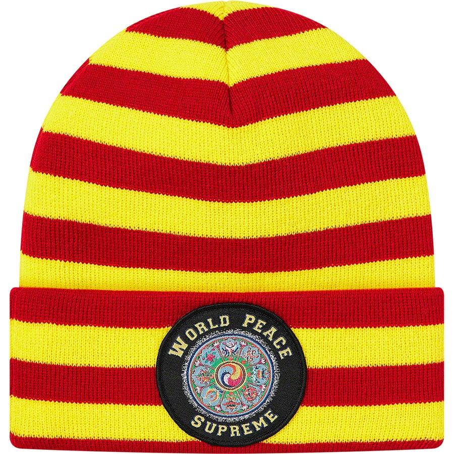 Details on World Peace Beanie Red Stripe from fall winter
                                                    2020 (Price is $36)