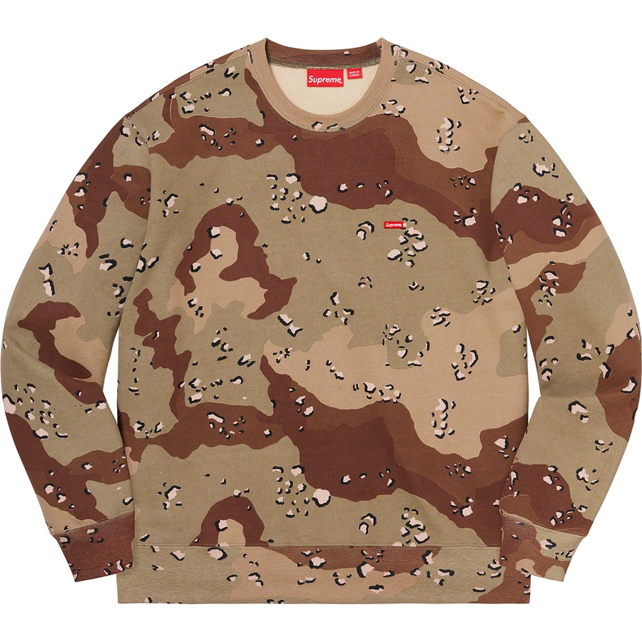 Details on Small Box Crewneck Chocolate Chip Camo from fall winter
                                                    2020 (Price is $138)