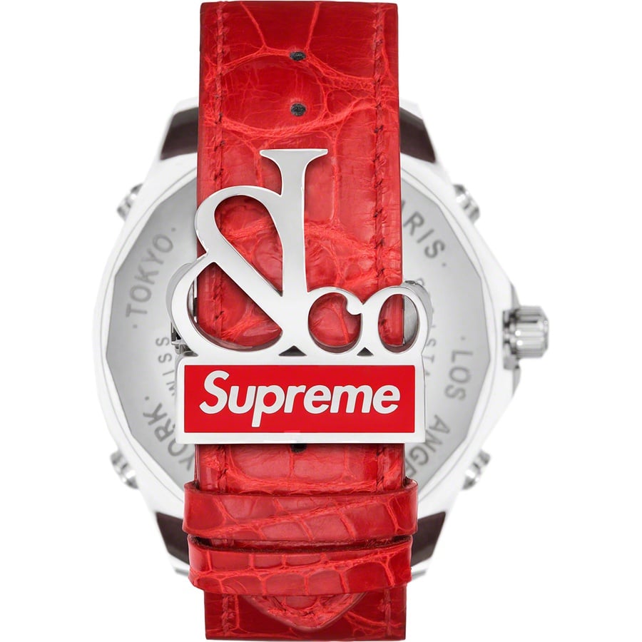 Details on Supreme Jacob & Co Time Zone 47mm Watch Red from fall winter
                                                    2020 (Price is $14000)