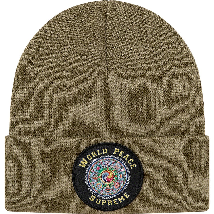 Details on World Peace Beanie Light Olive from fall winter
                                                    2020 (Price is $36)