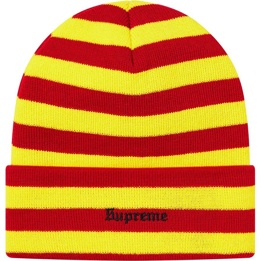 Details on World Peace Beanie Red Stripe from fall winter
                                                    2020 (Price is $36)