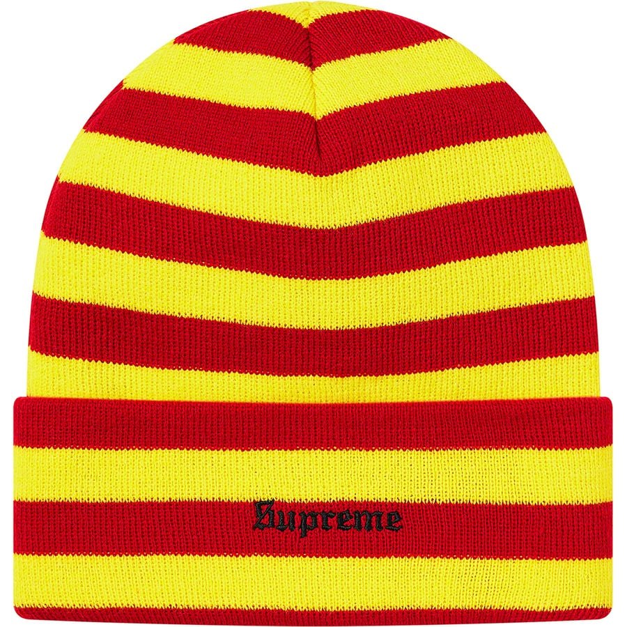 Details on World Peace Beanie Red Stripe from fall winter
                                                    2020 (Price is $36)