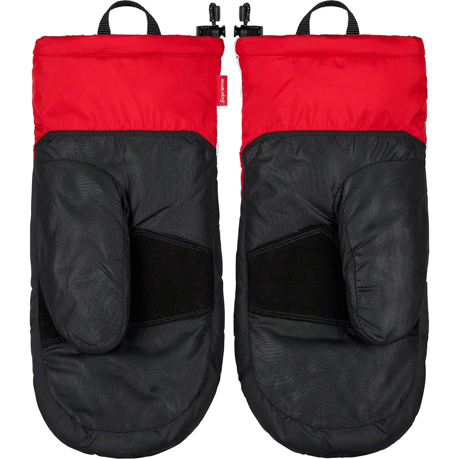 Details on Supreme The North Face S Logo Nuptse Mitts Red from fall winter 2020 (Price is $98)