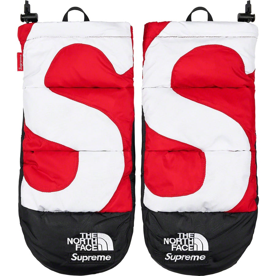 Details on Supreme The North Face S Logo Nuptse Mitts Red from fall winter 2020 (Price is $98)