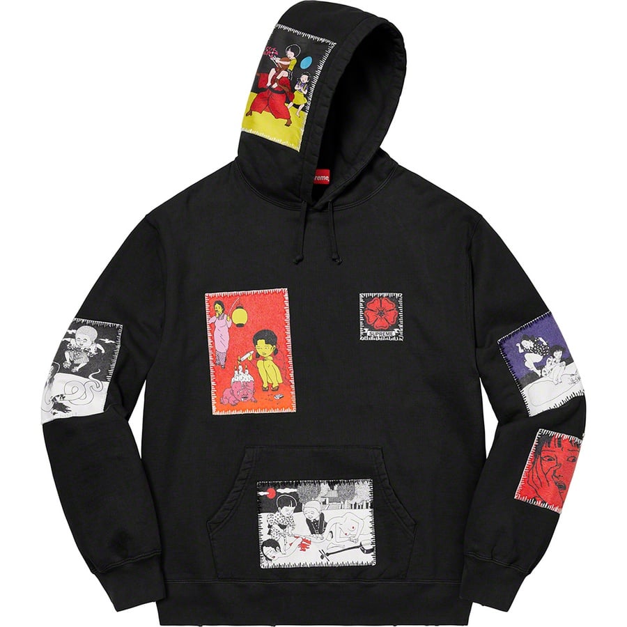 Details on Toshio Saeki Supreme Hooded Sweatshirt Black from fall winter
                                                    2020 (Price is $248)