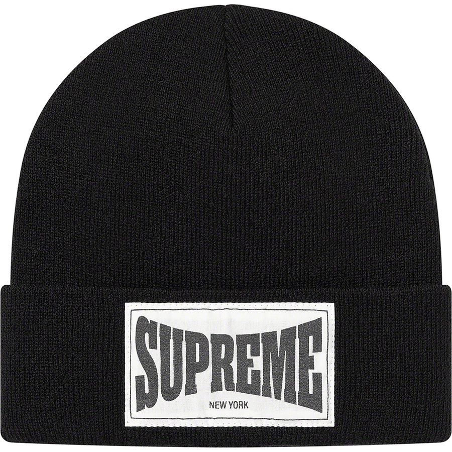 Details on Woven Label Beanie Black from fall winter
                                                    2020 (Price is $34)