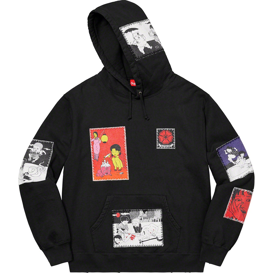Details on Toshio Saeki Supreme Hooded Sweatshirt Black from fall winter
                                                    2020 (Price is $248)