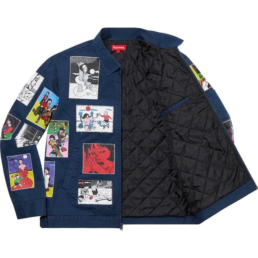 Details on Toshio Saeki Supreme Work Jacket Navy from fall winter
                                                    2020 (Price is $358)
