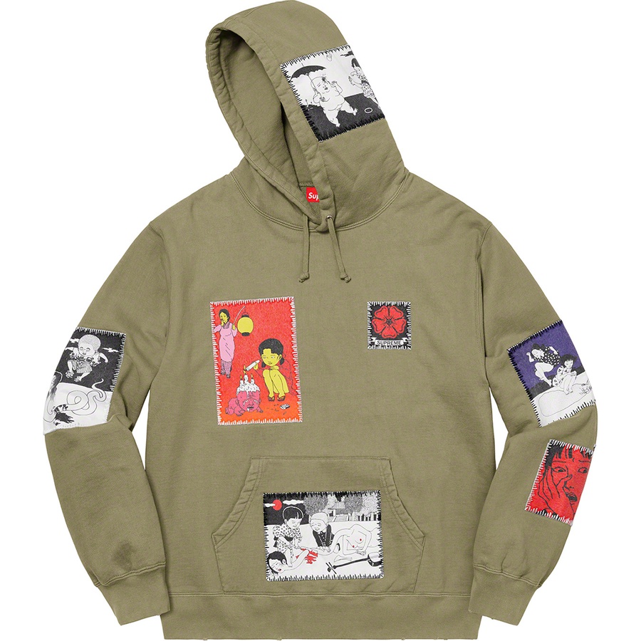 Details on Toshio Saeki Supreme Hooded Sweatshirt Light Olive from fall winter
                                                    2020 (Price is $248)