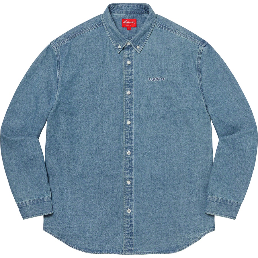 Supreme Classic Logo Denim Shirt (FW20) - Light Blue - $128