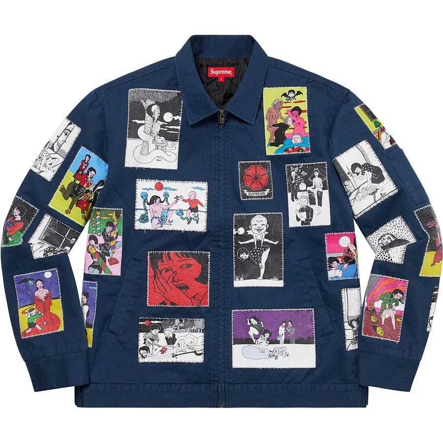 Details on Toshio Saeki Supreme Work Jacket Navy from fall winter
                                                    2020 (Price is $358)