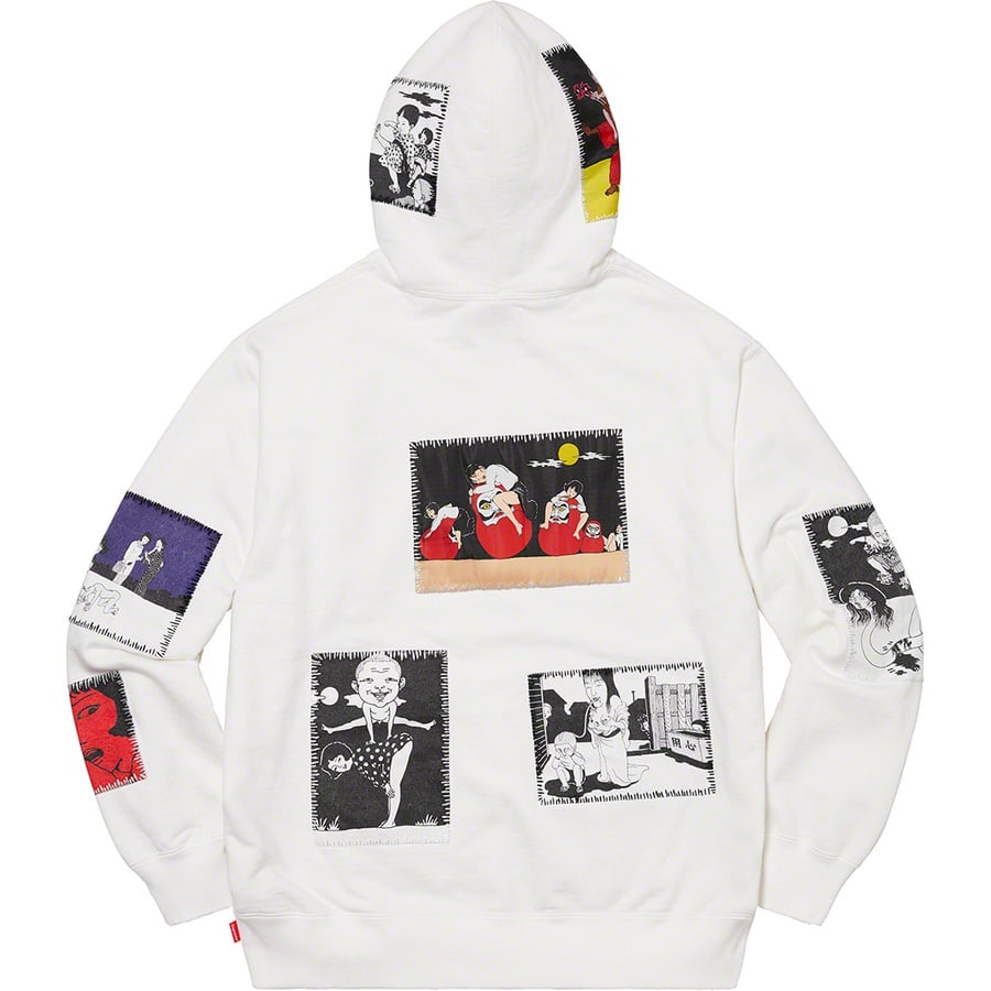 Details on Toshio Saeki Supreme Hooded Sweatshirt White from fall winter
                                                    2020 (Price is $248)