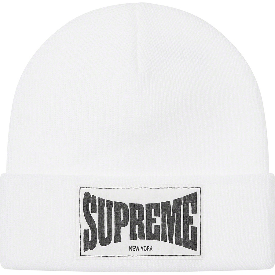 Details on Woven Label Beanie White from fall winter
                                                    2020 (Price is $34)