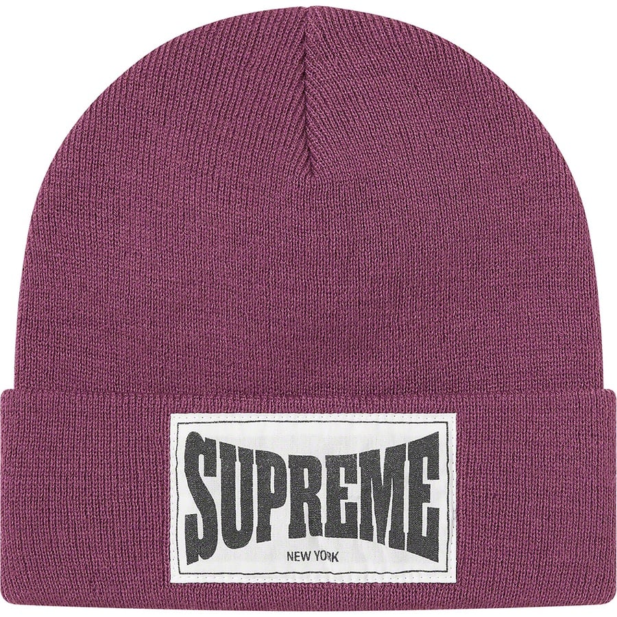 Details on Woven Label Beanie Dusty Purple from fall winter
                                                    2020 (Price is $34)