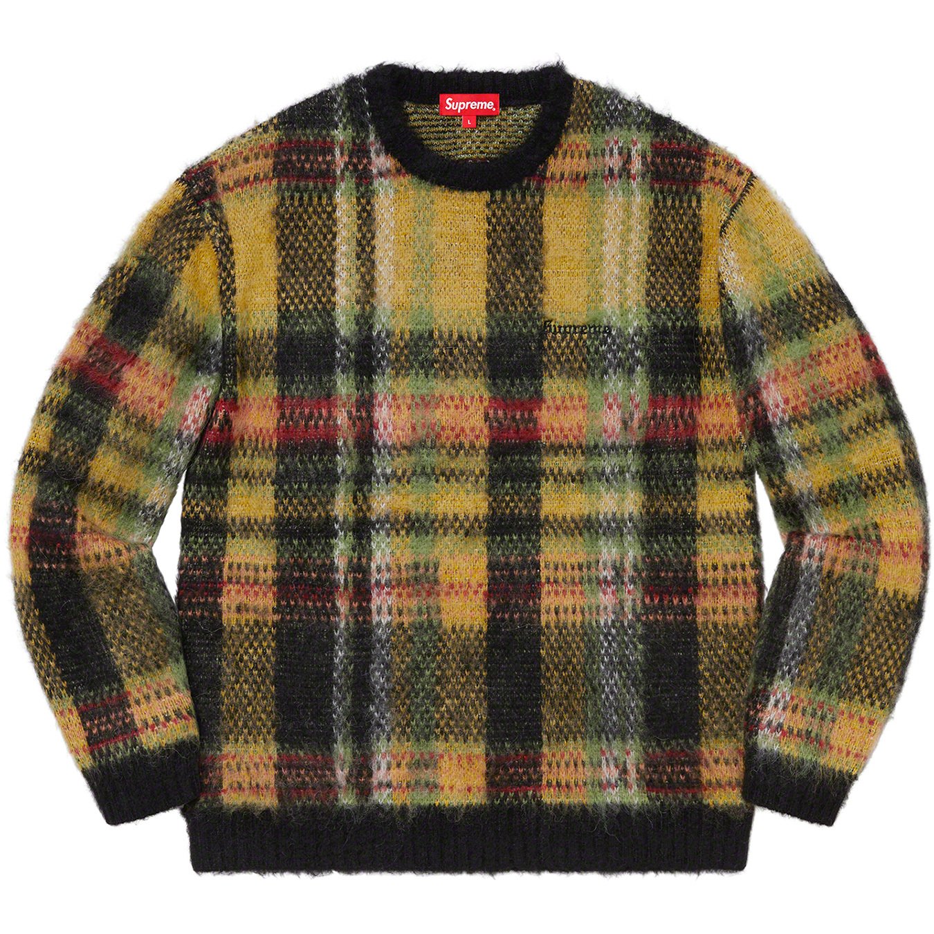 20aw Supreme Brushed Plaid Sweater white