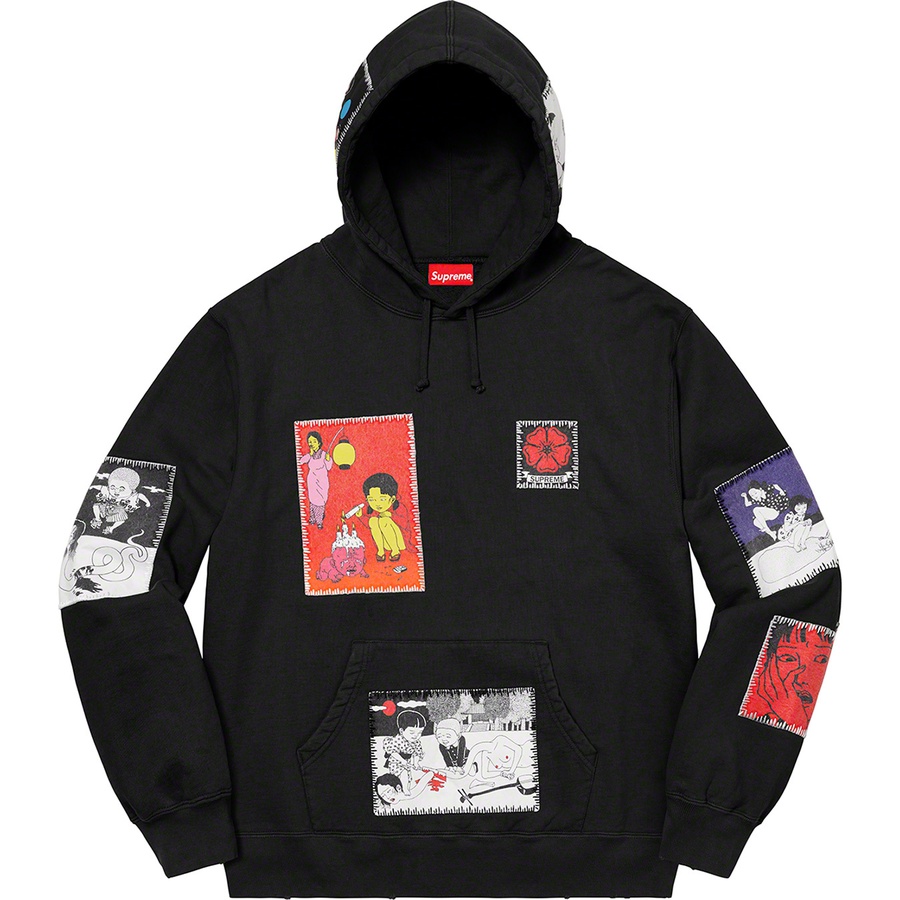 Details on Toshio Saeki Supreme Hooded Sweatshirt Black from fall winter
                                                    2020 (Price is $248)