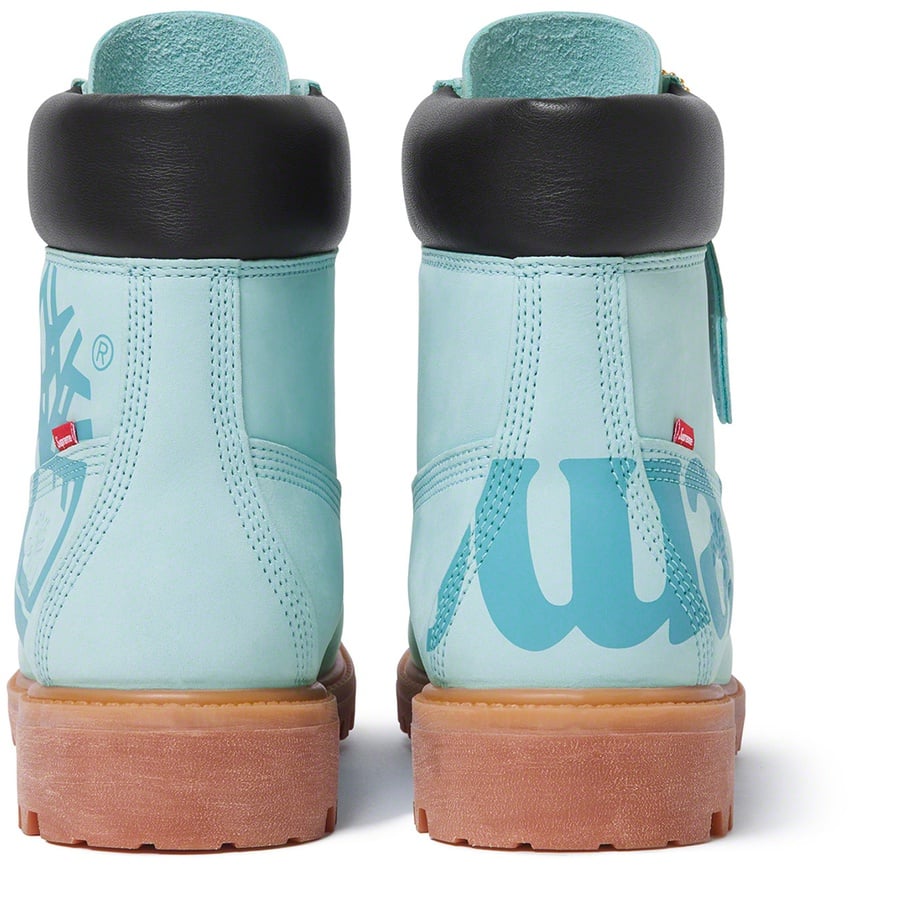 Details on Supreme Timberland Big Logo 6-Inch Premium Waterproof Boot Light Blue from fall winter
                                                    2020 (Price is $248)