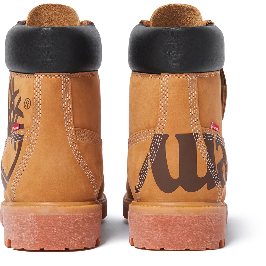 Details on Supreme Timberland Big Logo 6-Inch Premium Waterproof Boot Wheat from fall winter
                                                    2020 (Price is $248)