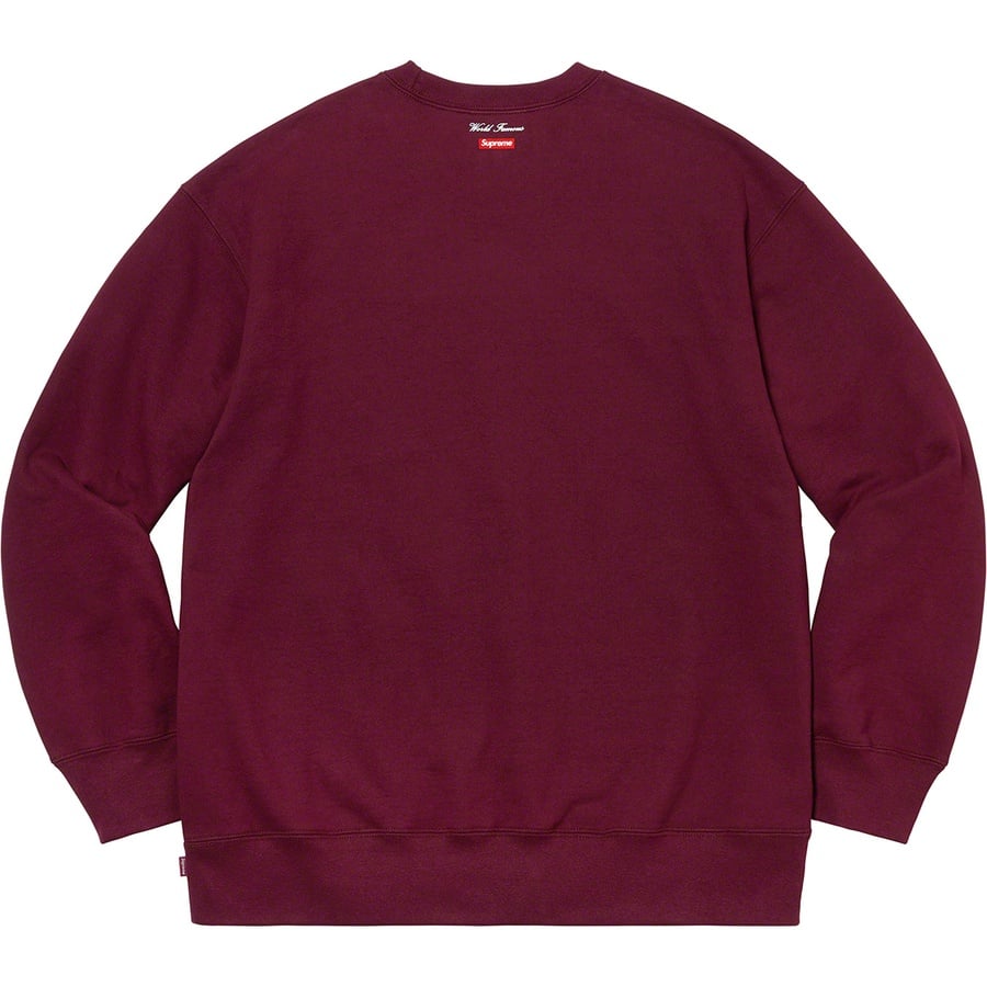 Details on Aerial Crewneck Burgundy from fall winter
                                                    2020 (Price is $148)