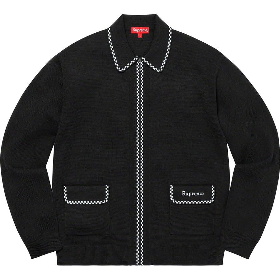 Details on Checkerboard Zip Up Sweater Black from fall winter
                                                    2020 (Price is $158)