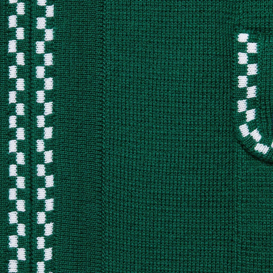 Details on Checkerboard Zip Up Sweater Green from fall winter
                                                    2020 (Price is $158)