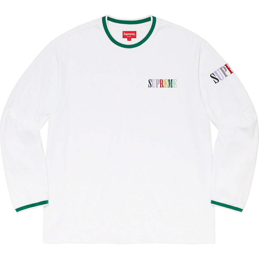 Details on Multi Color Logo L S Top White from fall winter 2020 (Price is $88)
