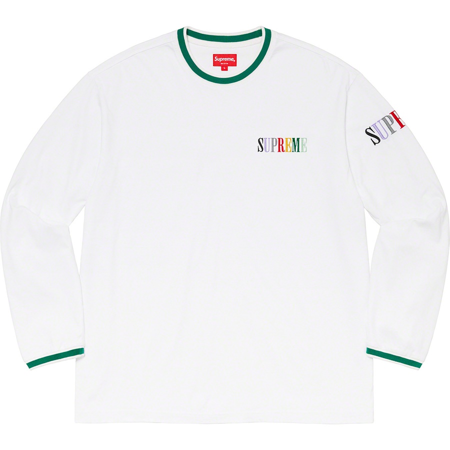 Supreme Multi Color Logo L S Top (FW20) - White - $88