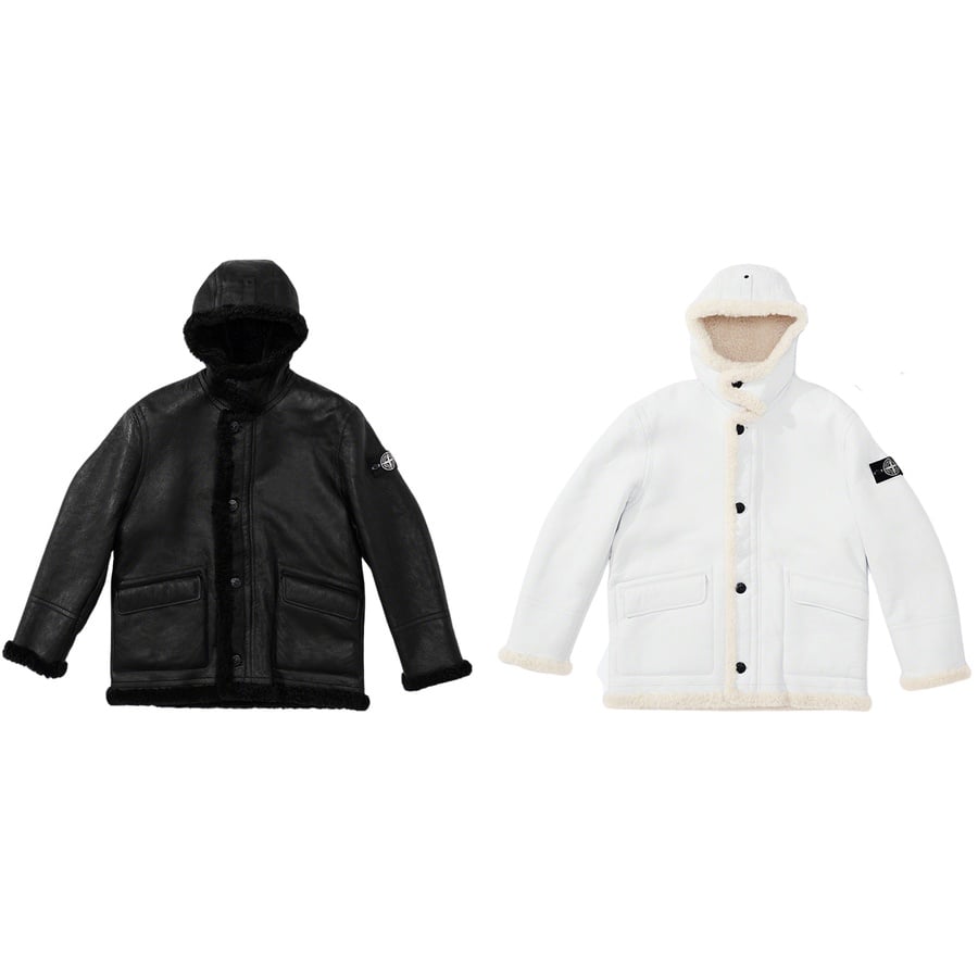 Supreme Supreme Stone Island Hand-Painted Hooded Shearling Jacket for fall winter 20 season