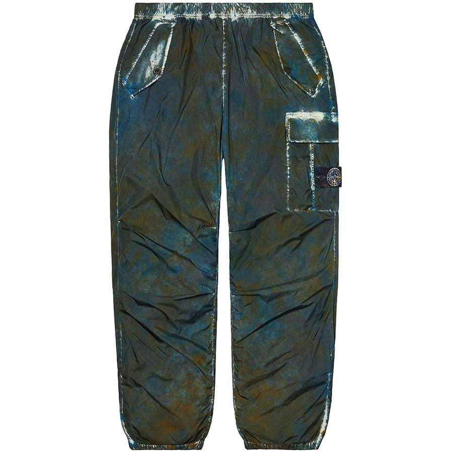 Details on Supreme Stone Island Painted Camo Nylon Cargo Pant Dark Teal from fall winter
                                                    2020 (Price is $348)