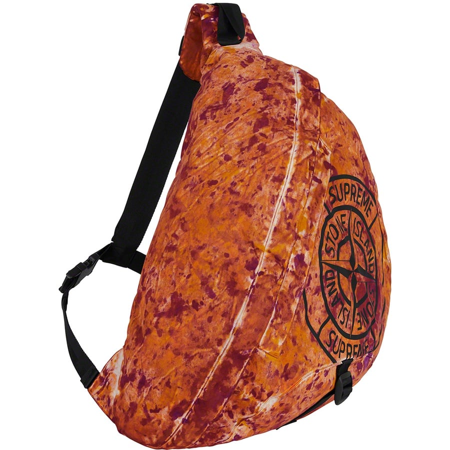 Details on Supreme Stone Island Painted Camo Nylon Shoulder Bag Coral from fall winter
                                                    2020 (Price is $298)