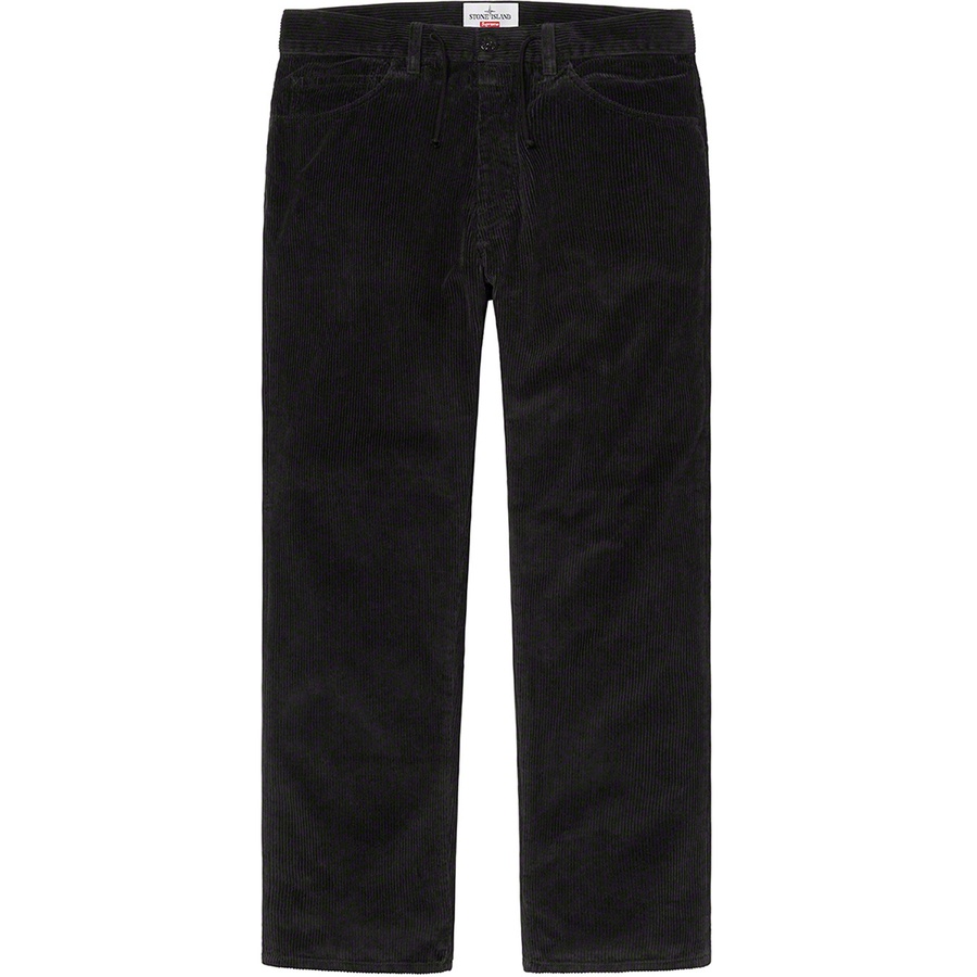 Details on Supreme Stone Island Corduroy Pant Black from fall winter
                                                    2020 (Price is $248)