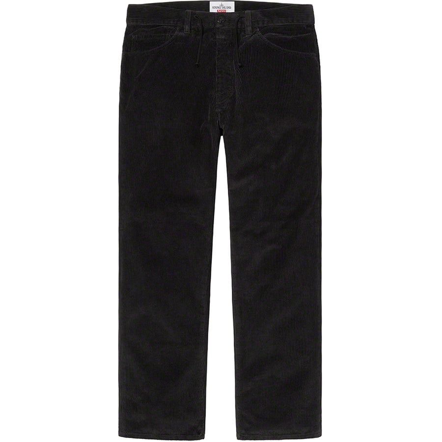 Details on Supreme Stone Island Corduroy Pant Black from fall winter
                                                    2020 (Price is $248)