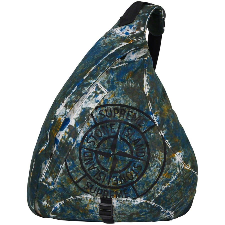 Details on Supreme Stone Island Painted Camo Nylon Shoulder Bag Dark Teal from fall winter
                                                    2020 (Price is $298)